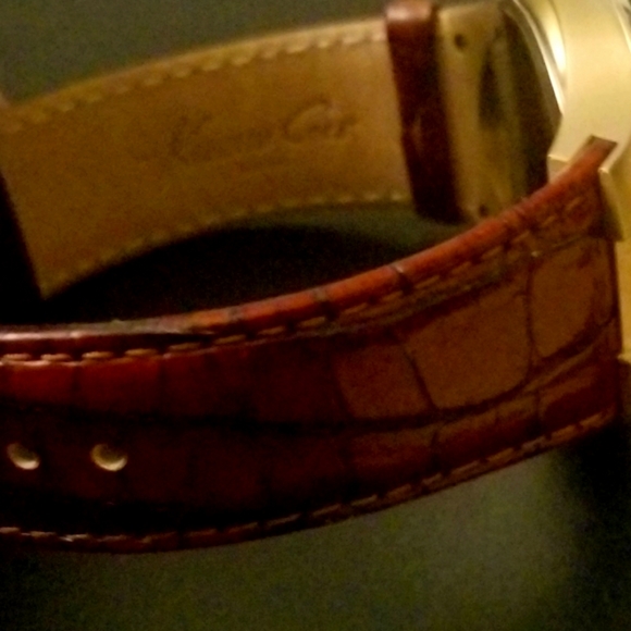 NWT, Kenneth Cole New York Men's Gold-Tone Brown Leather Watch - Picture 10 of 12